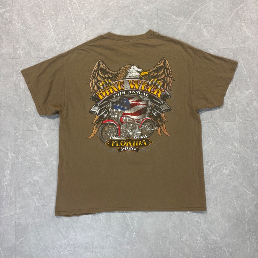 Gildan Daytona Beach Bike Week 2020 T-Shirt Mens XL Brown 79th Annual Eagle